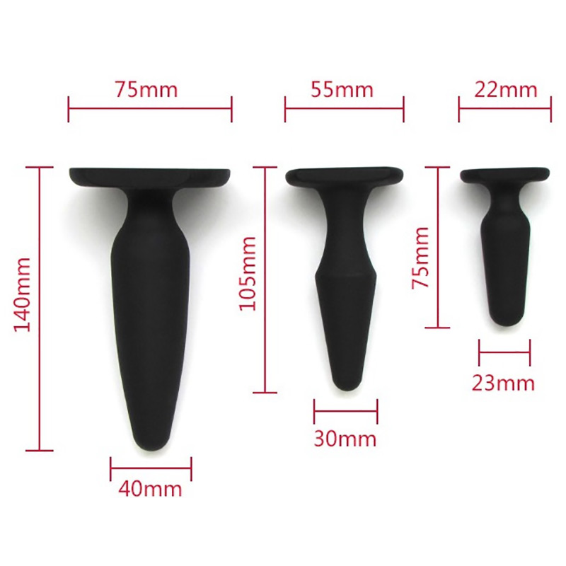 Black Silicon Butt Plug Kit L/m/s Sukat